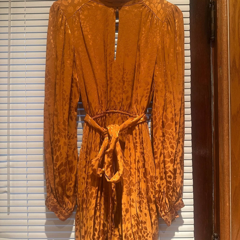 Anthropologie Vibrant Orange Long Sleeve Dress